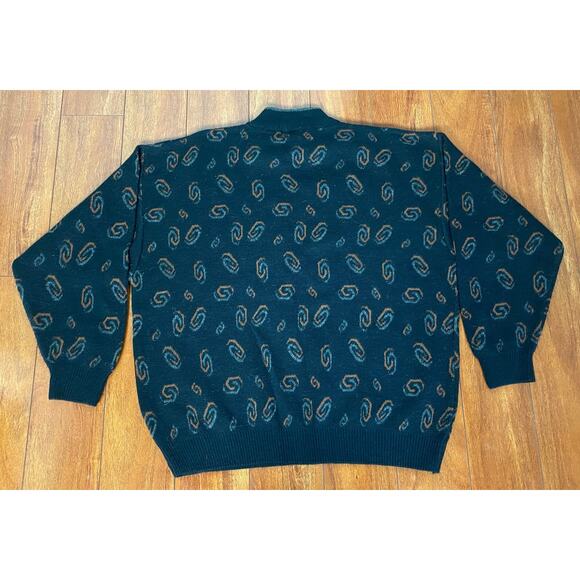 VTG 90s Men Alessandro B. mock neck wool blend geometric pullover sweater XL - Picture 3 of 4